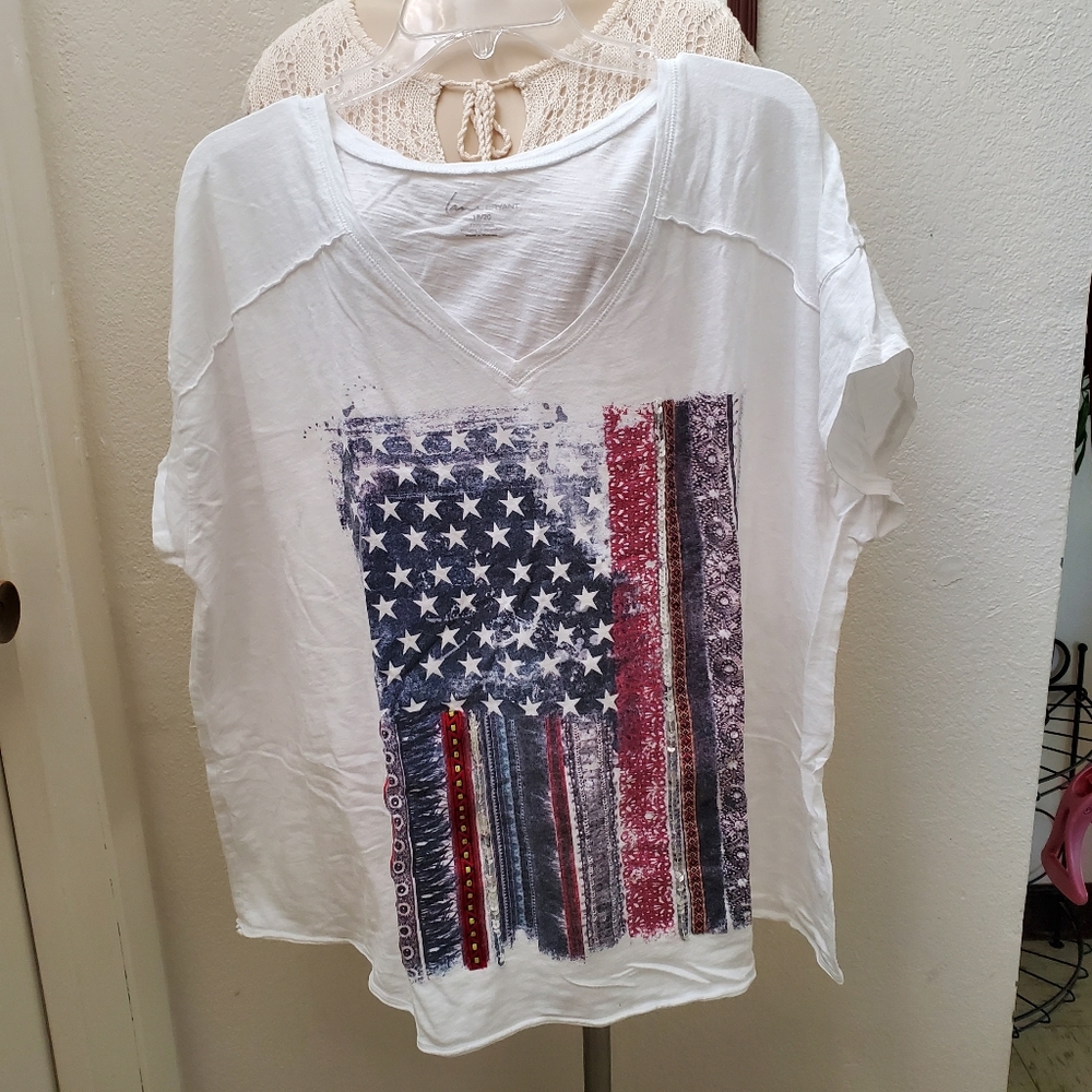 Lane Bryant White Boxy Short Sleeve Tee